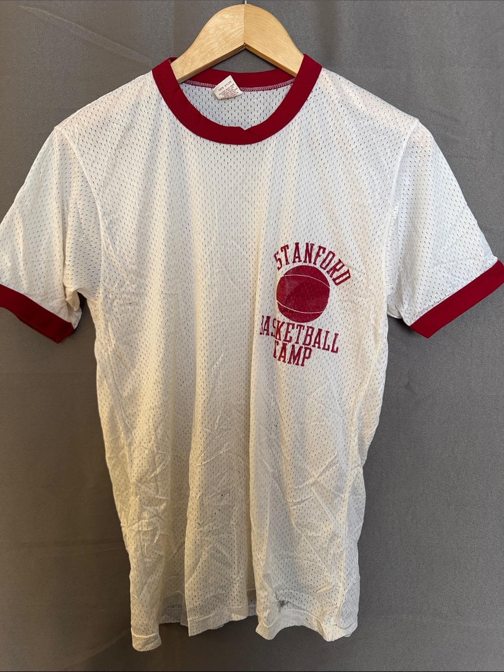 Vintage Russell Athletic White Mesh Stanford Basketball Camp shirt